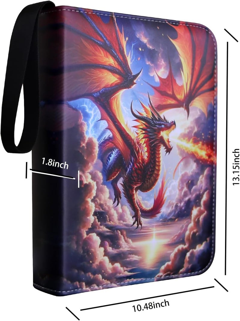 fweel Deluxe Fire Dragon Trading Card Binder - 9-Pocket Zipper Binder with 900 Pockets, Ideal for Boys, Girls, and Card Enthusiasts - Collectible Trading Card Albums, Cases & Sleeves - Image 3